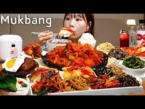 Видео: Sub)Real Mukbang- Корейская домашняя еда, приготовленная мамой 🥰 (18 блюд) стейк-гамбургер 🧆 ASMR