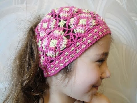 Видео: Шапочка для девочки Часть 2 Beanie Crochet for girls Part 2