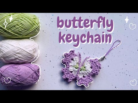 Видео: Брелок-бабочка, связанный крючком | подробное руководство | подходит для начинающих