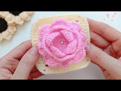 Видео: Вяжем простой красивый мотив "бабушкин квадрат Роза"🩷 Crochet "grandma square "Rose"🌹 Crochet with 💞