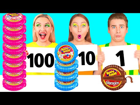 Видео: 100 слоев еды Челлендж с BooBoom