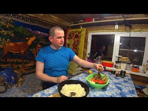 Видео: Один в тайге. Жарим хариуса с манкой. Ночевка в таёжной избе. 2 Часть.