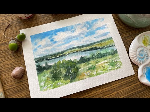 Видео: Село Константиново 🎨 Родина Сергея Есенина🏞️ Секрет простого акварельного пейзажа