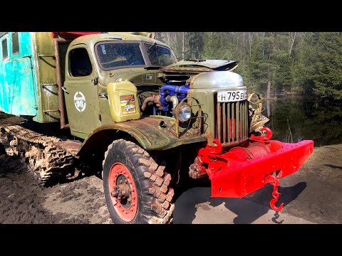 Видео: Мощная лебедка для полугусеничного ЗИЛа / Самовытаскивание без ограничений!