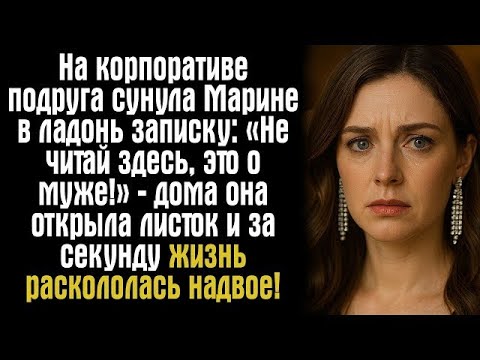 Видео: На корпоративе подруга сунула Марине в ладонь записку- «Не читай здесь, это о муже!» — дома она....