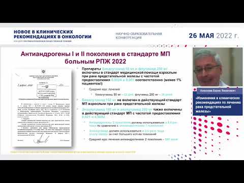 Видео: Изменения в клинических рекомендациях по лечению рака предстательной железы. Алексеев Б. Я.