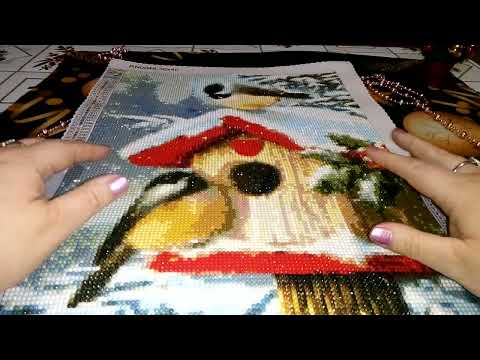 Видео: Алмазная мозаика/вышивка.Обзор готовой работы.синички.круглые стразы полная выкладка