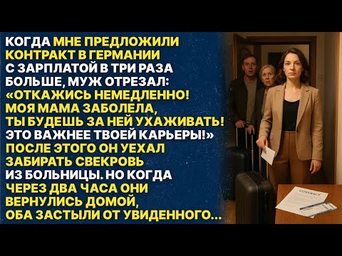 Видео: Муж требовал чтобы я отказалась от повышения и прислуживала его больной матери