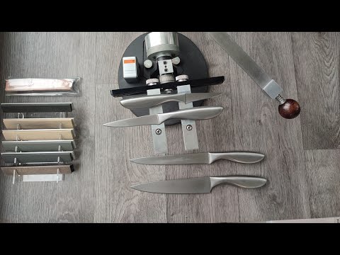 Видео: Заточка кухонного комплекта Gipfel X30Cr13, Косим 14а