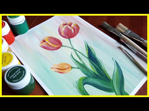 Видео: 🎨Рисуем тюльпаны гуашью для начинающих!
