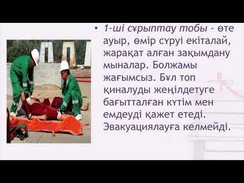 Видео: Апаттар медицинасы. Медициналық сұрыптау. Төтенше жағдай ошағындағы дәрігерлік көмек шаралары.