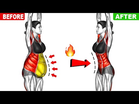 Видео: ➜Лучшие упражнения для обвисшего живота 🔥За 50? Попробуйте эту 20-минутную тренировку стоя для бо...