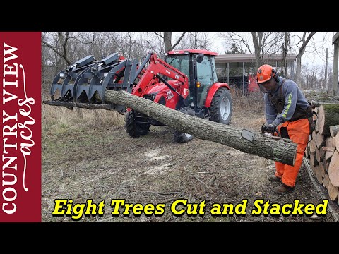 Видео: Работаем умнее, а не тяжелее. Используем грейфер для тяжёлой работы и одновременно рубим дрова.
