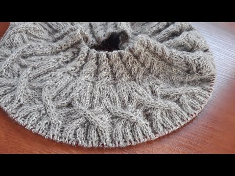 Видео: Джемпер. Круглая кокетка из аранов. Часть 4. Кокетка 17-24 ряды.