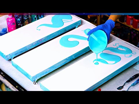 Видео: Всплеск океана💙 ~ Цветная заливка акрилом ~ Удивительный результат ~Руководство по жидкому искусству