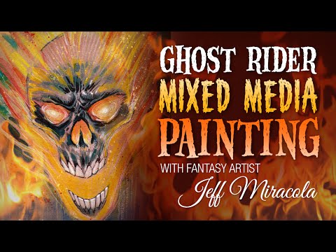 Видео: Картина «Призрачный гонщик» в смешанной технике от художника-фэнтези Джеффа Мираколы