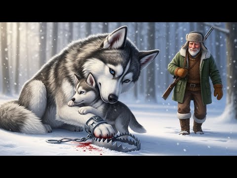 Видео: «Раненая хаски-мать не покидала щенка, застрявшего в капкане — пока старый лесник не помог им»