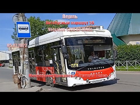 Видео: Пермь | Aвтобус 56 | Volgabus 5270 G2 (CNG) | М/р Крохалева - Станция Пермь 2 | 05.07.2022