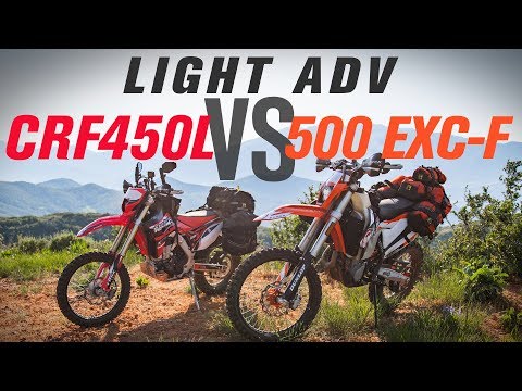 Видео: Honda CRF450L против KTM 500 EXC-F Light Adventure Bike Shooting