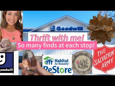 Видео: Сотрудничайте со мной в Goodwill, Армии спасения и Habitat Restore и найдите МНОГО находок!