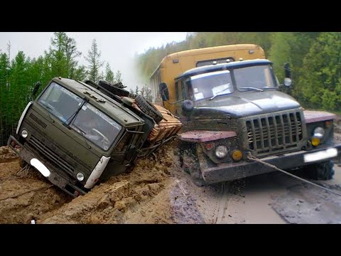 Видео: Грузовики камаз, урал, зил газ-66 по тяжелому бездорожью.