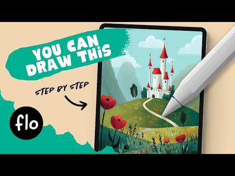 Видео: Вы можете нарисовать этот волшебный замок в холмах ✨ | Простой урок Procreate для начинающих