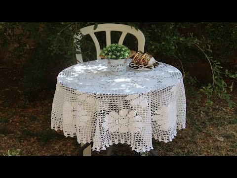 Видео: СКАТЕРТЬ с цветами КРЮЧКОМ  на круглый стол. ПОДРОБНЫЙ МК (7 частей). СХЕМЫ. ПЕРВАЯ часть.