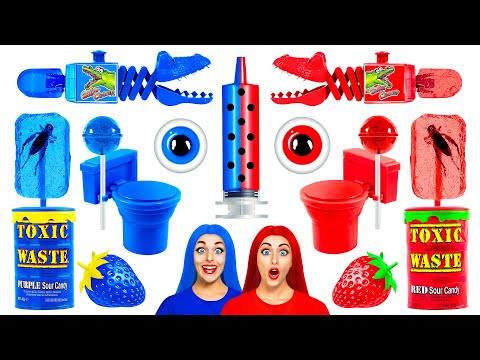 Видео: Красная еда vs Синяя еда Челлендж | Съедобная Битва от Multi DO Best