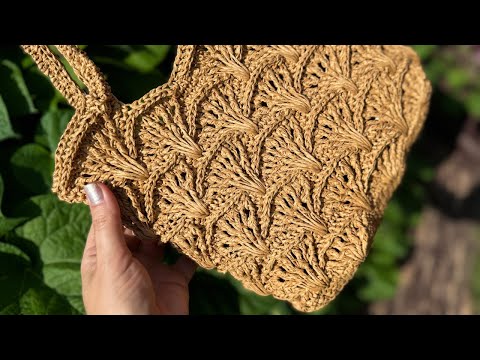 Видео: Сумочка из крученой рафии.. Подробный МК... Вязание крючком. raffia bag crochet tutorial