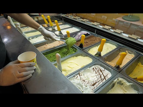 Видео: приготовление мороженого с фруктовым мороженым - корейская уличная еда