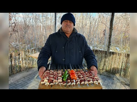 Видео: Шашлык из говядины с говяжьим жиром