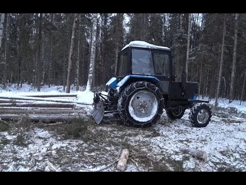 Видео: Работа зимой в лесу.  МТЗ-82 на трелёвке