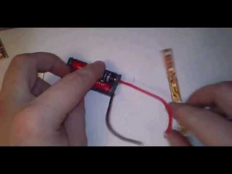 Видео: светодиодная лента - питание от 2-х батареек