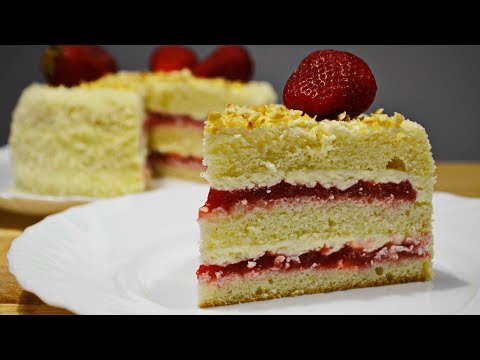 Видео: КЛУБНИЧНЫЙ ТОРТ |  Очень Вкусный!  | Strawberry cake