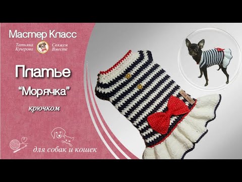 Видео: Платье для собаки крючком,  Dress for dog, DIY