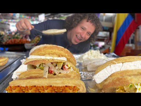 Видео: Пробуем уличную еду в КОЛУМБИИ 🇨🇴 | Настоящая арепа? 🫓😋