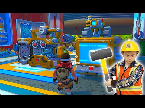 Видео: Игра SCRAP MECHANIC выживание - Даник сделал REFINEBOT для очистки разных материалов на базе