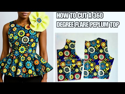 Видео: Как раскроить расклешенный топ с баской на 360° | Простое пошаговое руководство для начинающих