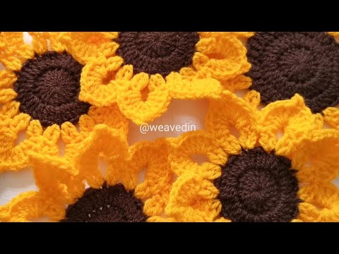 Видео: Подставка под стакан крючком в виде подсолнуха для начинающих