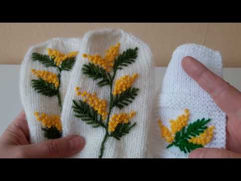 Видео: Французский узелок . Вышивка мимозы на изделиях французским узелком.