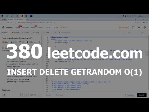 Видео: Разбор задачи 380 leetcode.com Insert Delete GetRandom O(1). Решение на C++