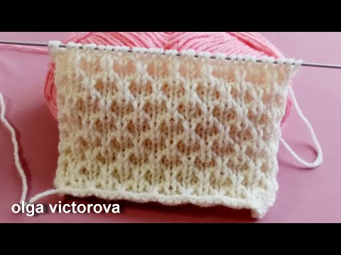 Видео: Игра оттенков. Рельефные ромбики 707 Узоры спицами