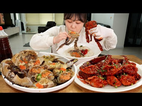 Видео: Краб, маринованный в соевом соусе (Ganjang Gejang)🦀 Краб с острыми приправами (Yangnyeom)🦀 Мукбанг😋