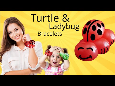 Видео: Как сделать браслет в виде божьей коровки или черепахи - Браслет из воздушных шаров #браслетбалло...