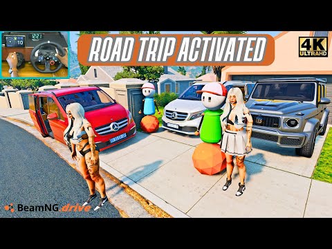 Видео: Mercedes Viano V-Class Convoy | Осмотр трассы перед предстоящей гонкой | BeamNG + Logitech G29