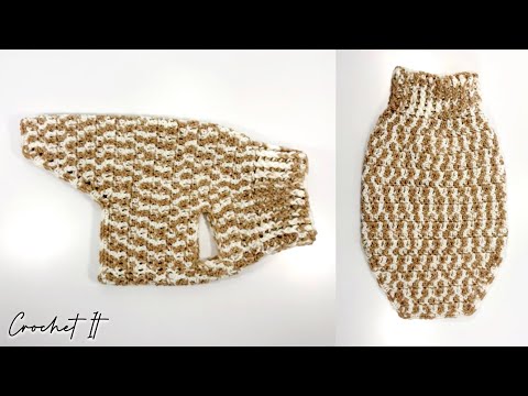 Видео: Вязаный крючком свитер для собаки🤍 | Очень маленький |🤎 Вяжем крючком за один раз | Полное руково...