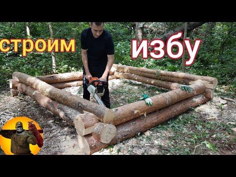 Видео: СТРОИМ ИЗБУ С СЫНОМ. Кладём второй венец. build a house.