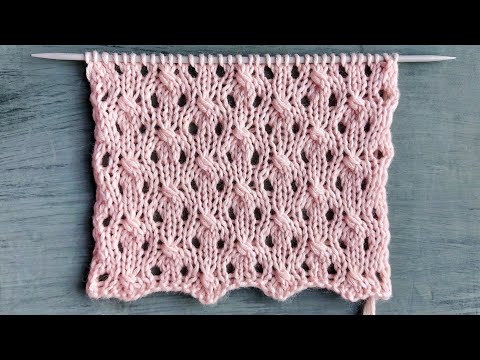 Видео: Нежный лаконичный узор с ажурными элементами для вязания джемпера, топа