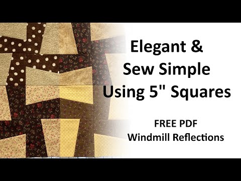 Видео: Элегантное и простое шитье из 5-дюймовых квадратов — БЕСПЛАТНЫЙ PDF-файл «Одеяло с отражением вет...