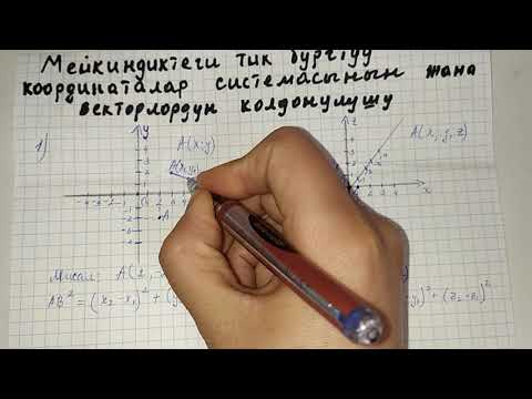 Видео: Мейкиндиктеги тик бурчуу координаталар жана векторлордун колдонулушу